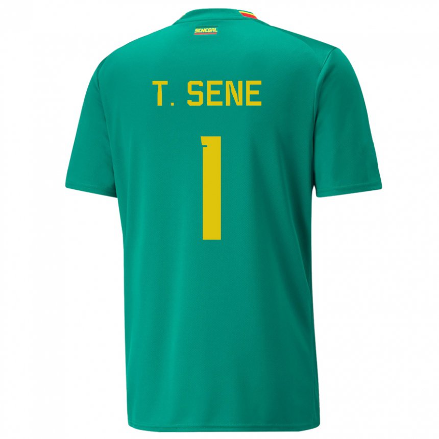 Enfant Maillot Sénégal Thiaba Gueye Sene #1 Vert Tenues Extérieur 22-24 T-shirt Suisse