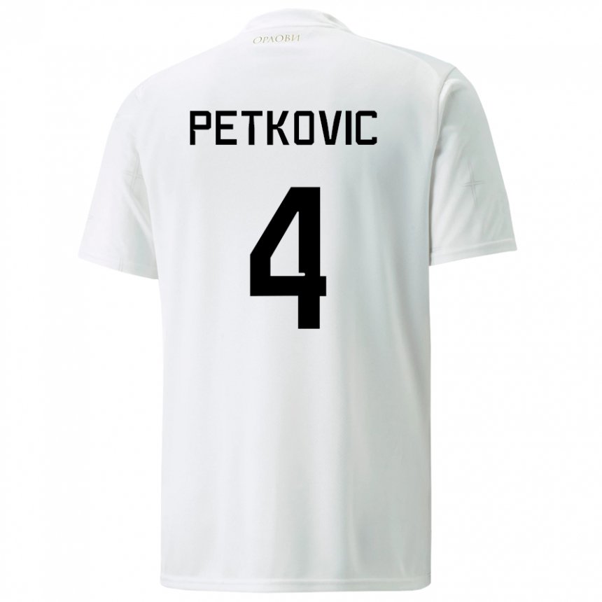Enfant Maillot Serbie Nikola Petkovic #4 Blanc Tenues Extérieur 22-24 T-shirt Suisse