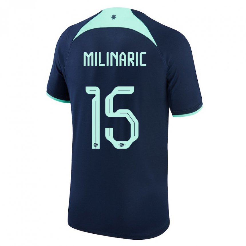 Enfant Maillot Australie Anton Milinaric #15 Bleu Foncé Tenues Extérieur 22-24 T-shirt Suisse
