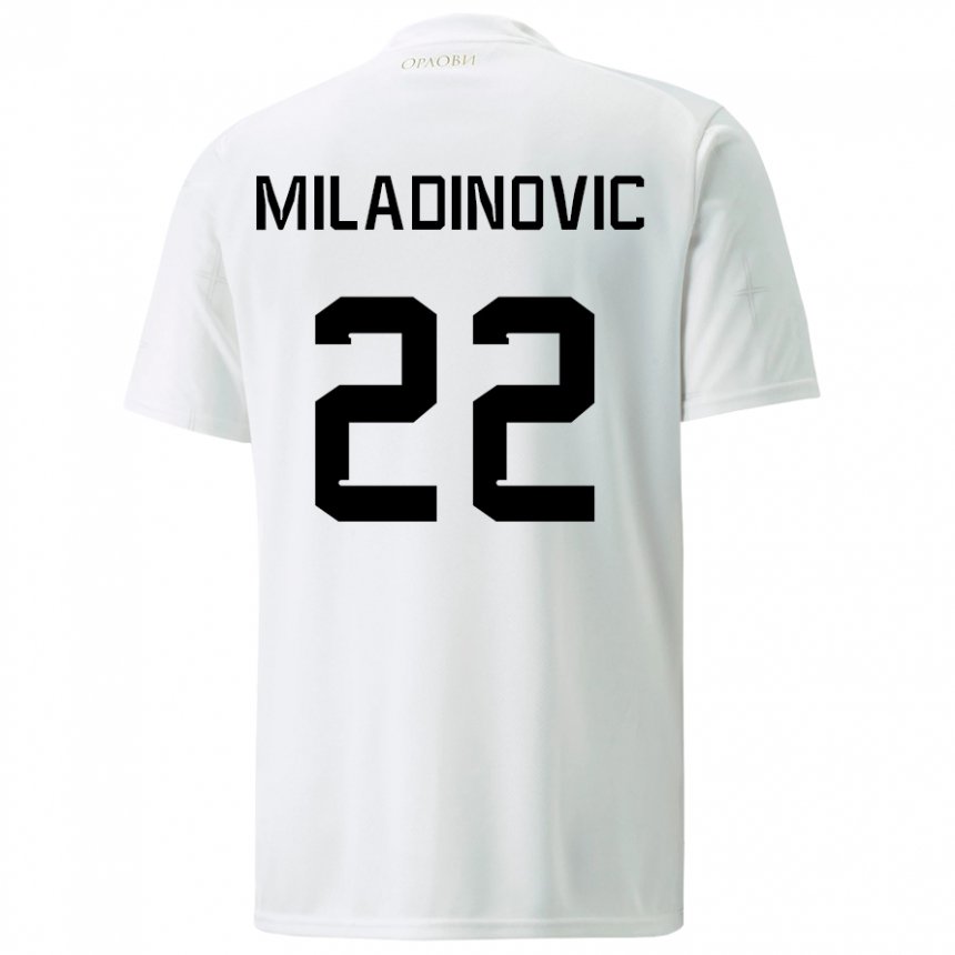 Enfant Maillot Serbie Igor Miladinovic #22 Blanc Tenues Extérieur 22-24 T-shirt Suisse