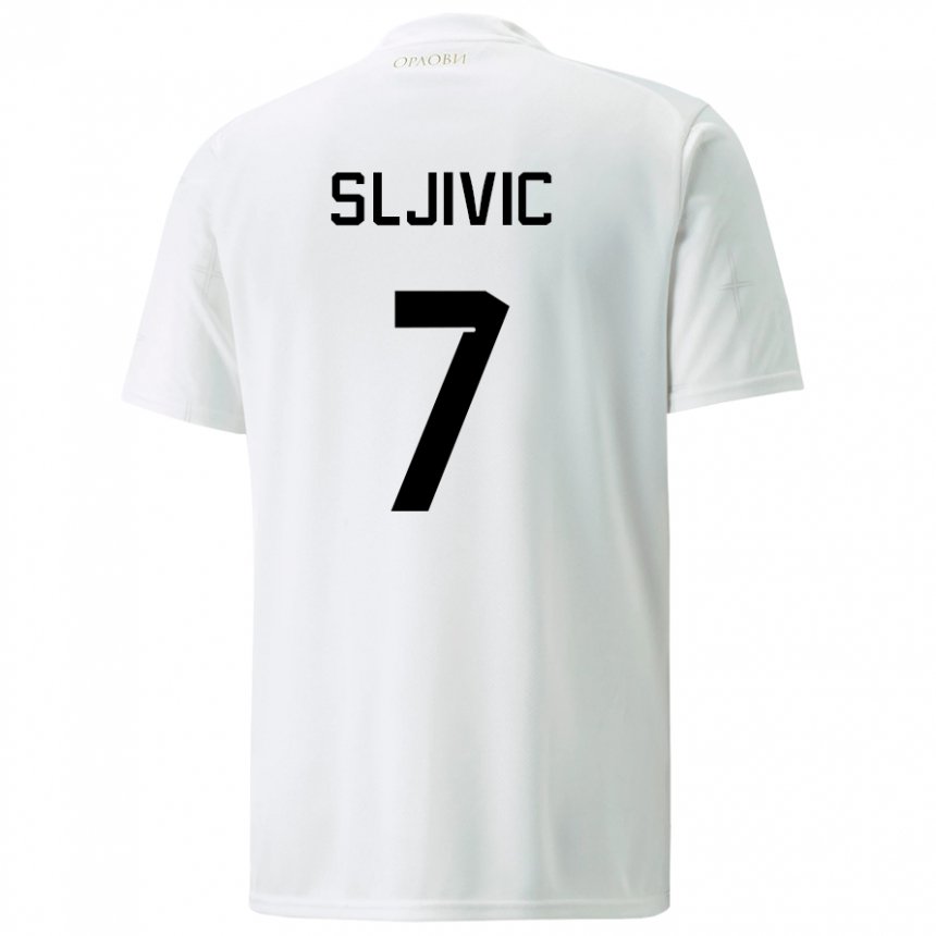 Enfant Maillot Serbie Jovan Sljivic #7 Blanc Tenues Extérieur 22-24 T-shirt Suisse