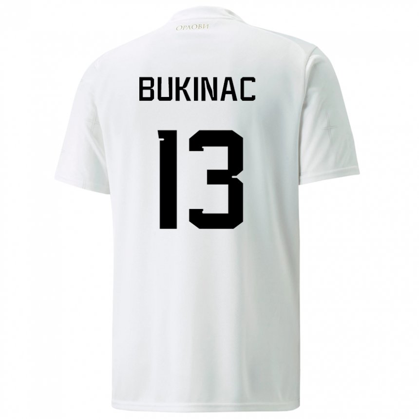 Enfant Maillot Serbie Stefan Bukinac #13 Blanc Tenues Extérieur 22-24 T-shirt Suisse