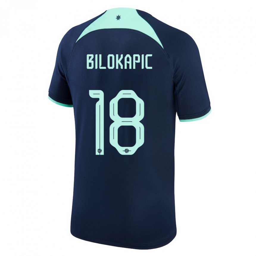 Enfant Maillot Australie Nicholas Bilokapic #18 Bleu Foncé Tenues Extérieur 22-24 T-shirt Suisse
