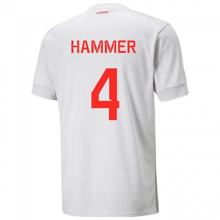 Enfant Maillot Suisse Pascal Hammer #4 Blanc Tenues Extérieur 22-24 T-shirt Suisse