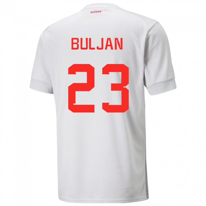 Enfant Maillot Suisse Leo Buljan #23 Blanc Tenues Extérieur 22-24 T-shirt Suisse