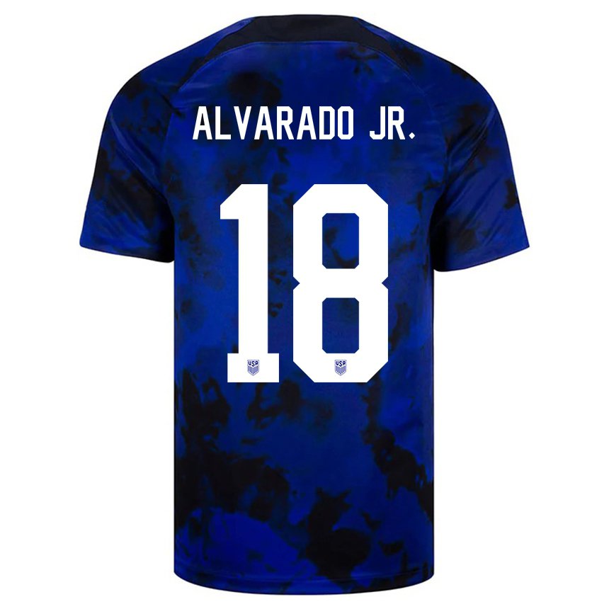 Enfant Maillot États-unis Alejandro Alvarado Jr #18 Bleu Royal Tenues Extérieur 22-24 T-shirt Suisse