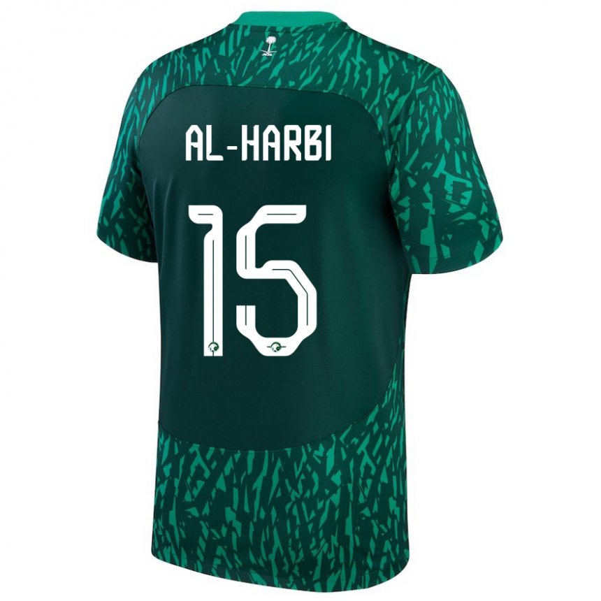 Enfant Maillot Arabie Saoudite Mashael Al Harbi #15 Vert Foncé Tenues Extérieur 22-24 T-shirt Suisse