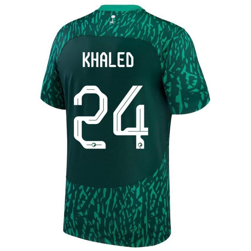 Kinder Saudi-arabische Atheer Khaled #24 Dunkelgrün Auswärtstrikot Trikot 22-24 T-shirt Schweiz