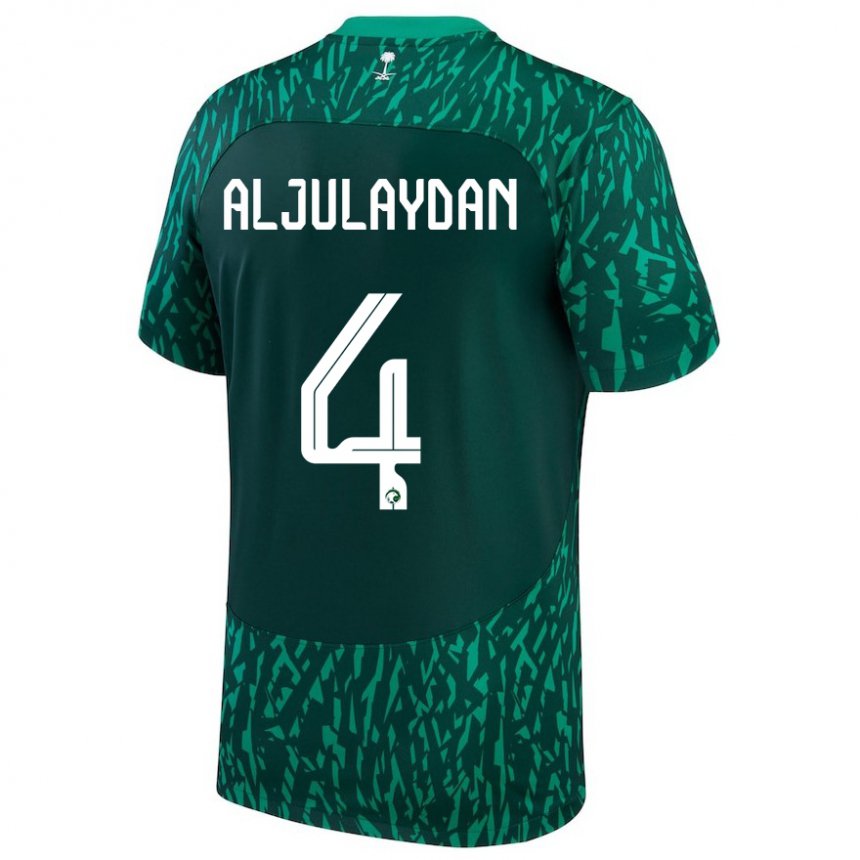 Kinder Saudi-arabische Ahmed Aljulaydan #4 Dunkelgrün Auswärtstrikot Trikot 22-24 T-shirt Schweiz