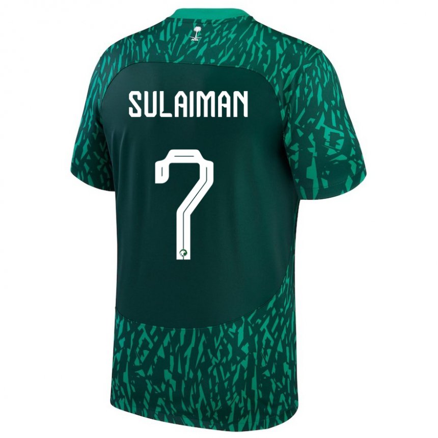 Enfant Maillot Arabie Saoudite Mohammed Sulaiman #7 Vert Foncé Tenues Extérieur 22-24 T-shirt Suisse