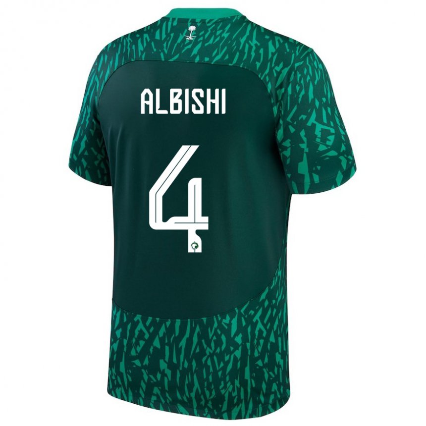 Enfant Maillot Arabie Saoudite Abdullah Albishi #4 Vert Foncé Tenues Extérieur 22-24 T-shirt Suisse