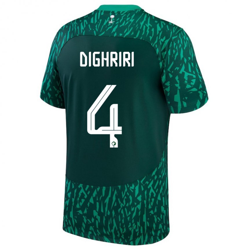 Enfant Maillot Arabie Saoudite Khalid Dighriri #4 Vert Foncé Tenues Extérieur 22-24 T-shirt Suisse