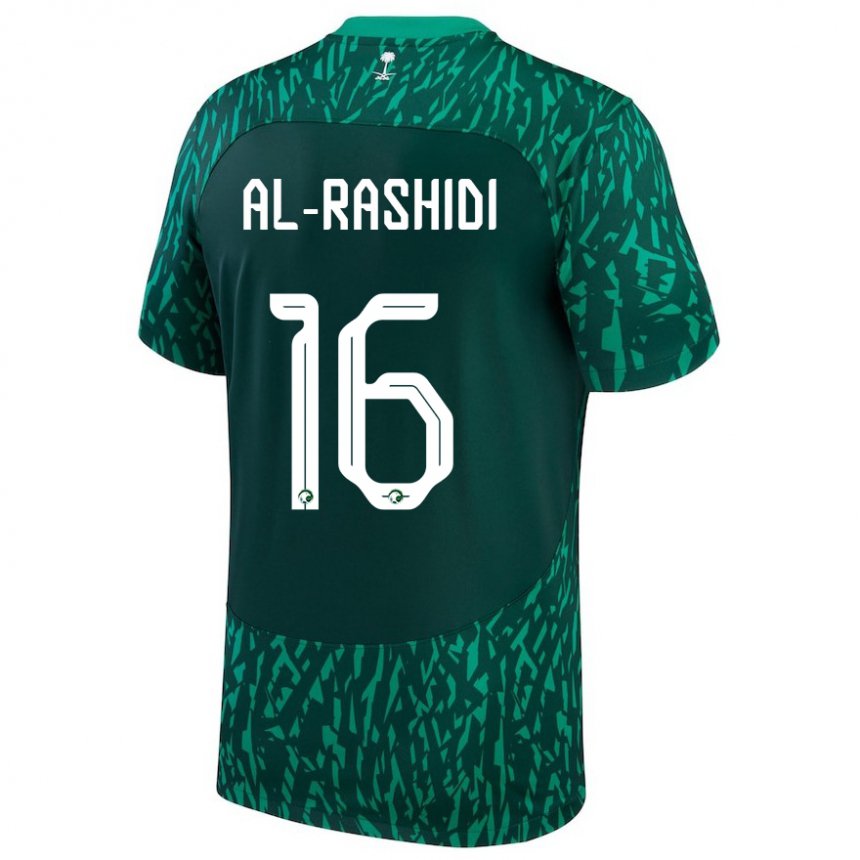Enfant Maillot Arabie Saoudite Mohammed Al Rashidi #16 Vert Foncé Tenues Extérieur 22-24 T-shirt Suisse