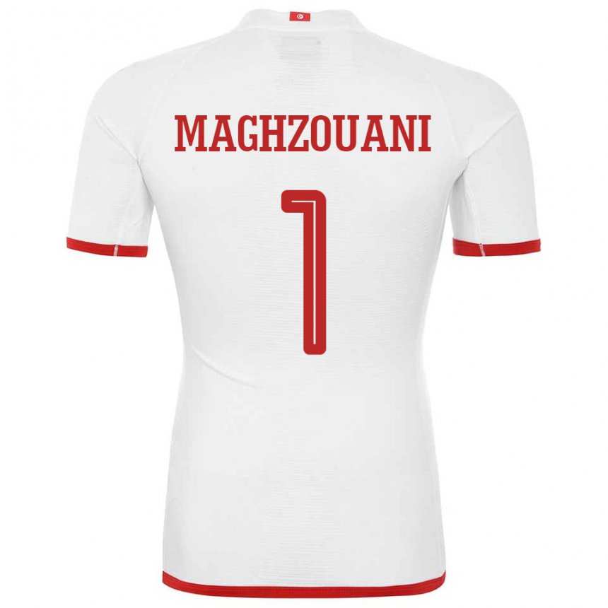 Enfant Maillot Tunisie Wassim Maghzouani #1 Blanc Tenues Extérieur 22-24 T-shirt Suisse