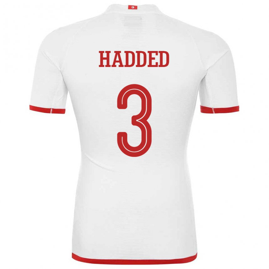 Enfant Maillot Tunisie Rayen Hadded #3 Blanc Tenues Extérieur 22-24 T-shirt Suisse