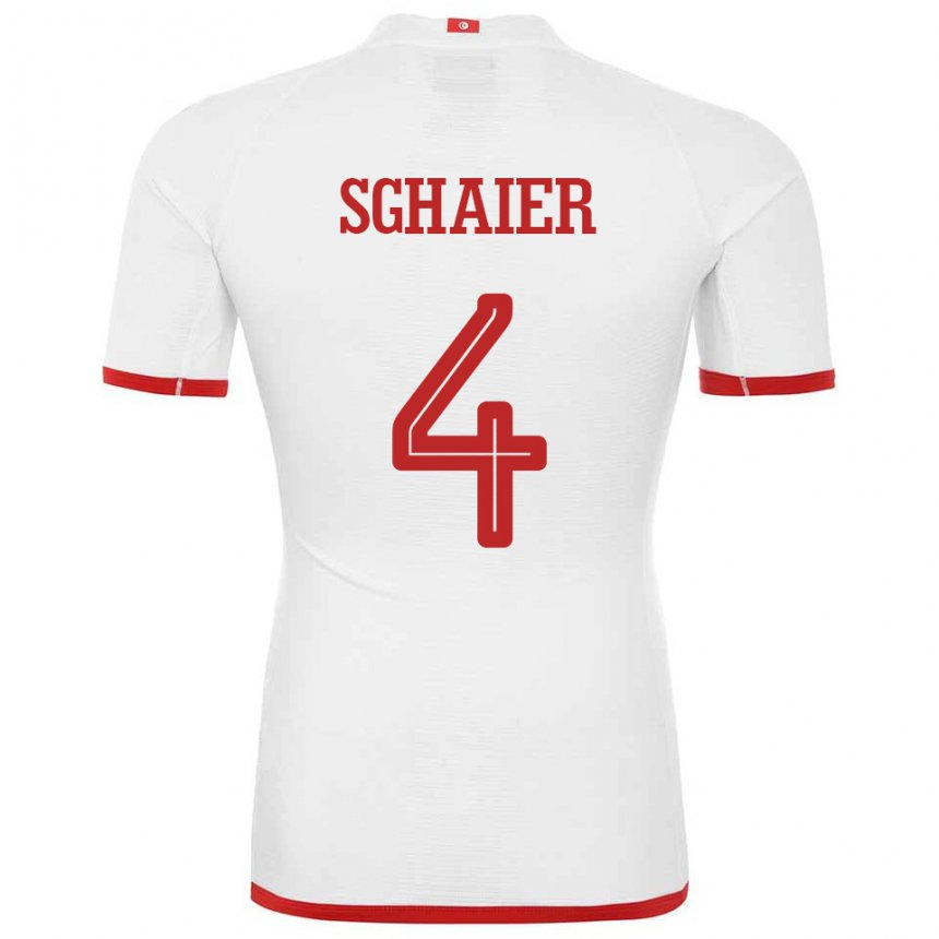 Kinder Tunesische Makrem Sghaier #4 Weiß Auswärtstrikot Trikot 22-24 T-shirt Schweiz