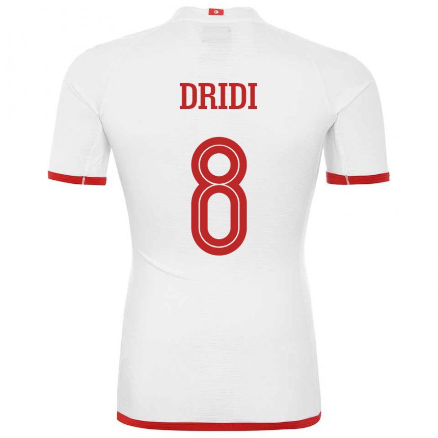 Enfant Maillot Tunisie Yassine Dridi #8 Blanc Tenues Extérieur 22-24 T-shirt Suisse