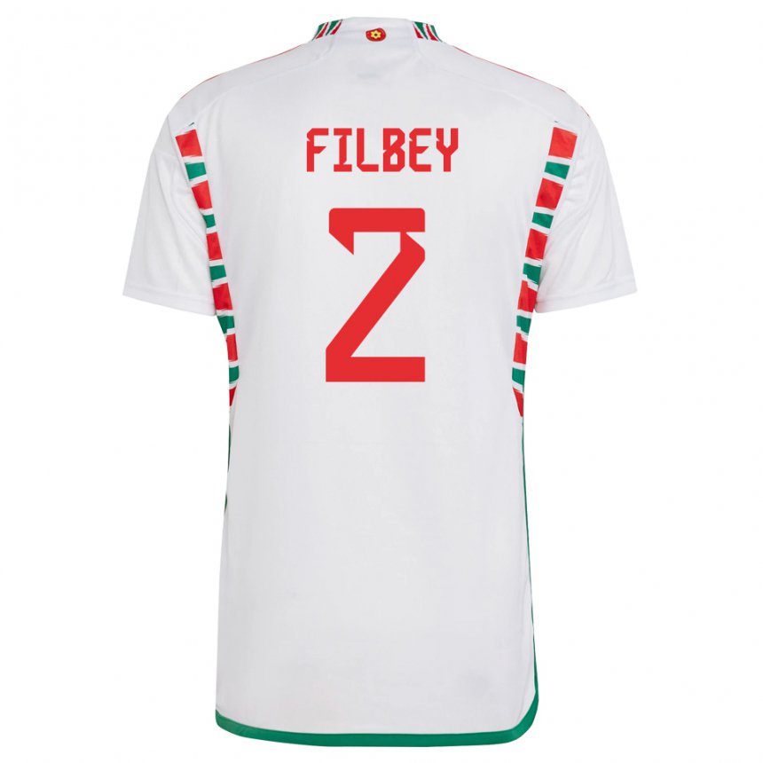 Enfant Maillot Pays De Galles Anna Filbey #2 Blanc Tenues Extérieur 22-24 T-shirt Suisse