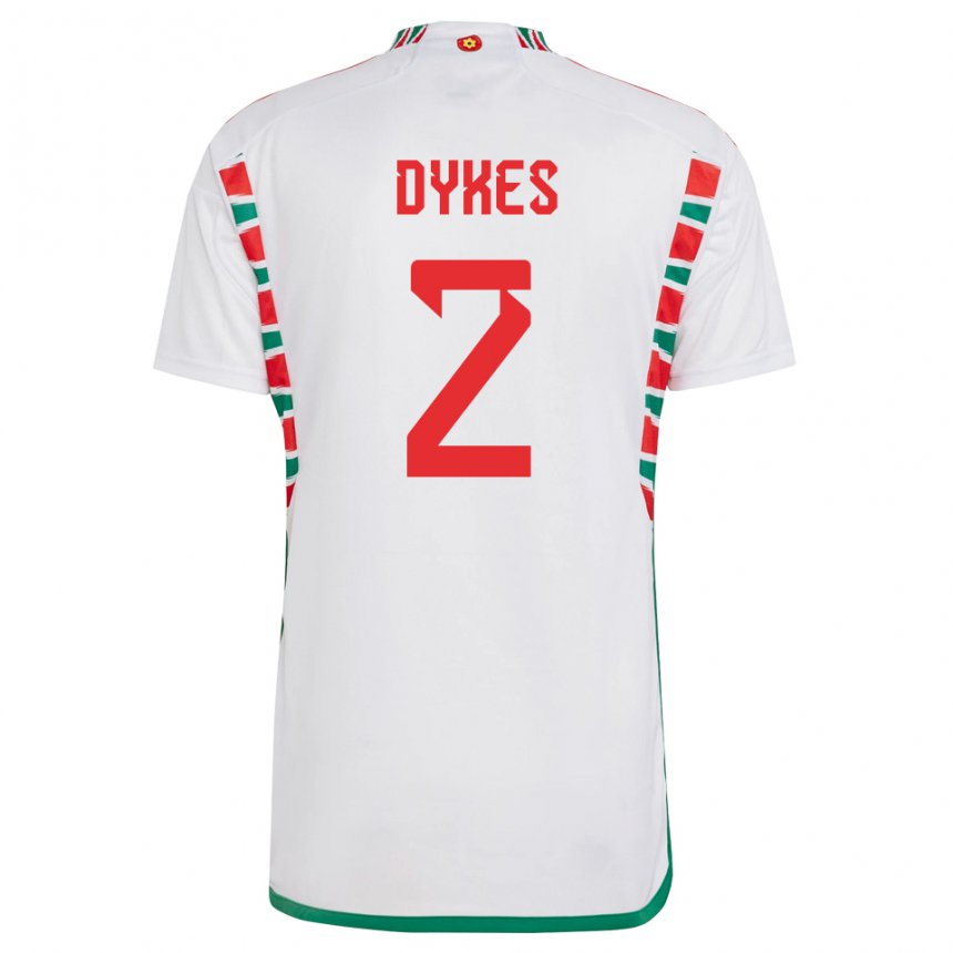 Enfant Maillot Pays De Galles Loren Dykes #2 Blanc Tenues Extérieur 22-24 T-shirt Suisse