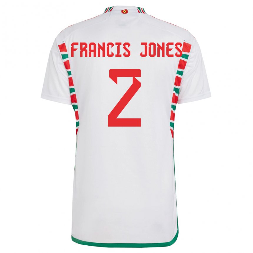 Kinder Walisische Maria Francis Jones #2 Weiß Auswärtstrikot Trikot 22-24 T-shirt Schweiz