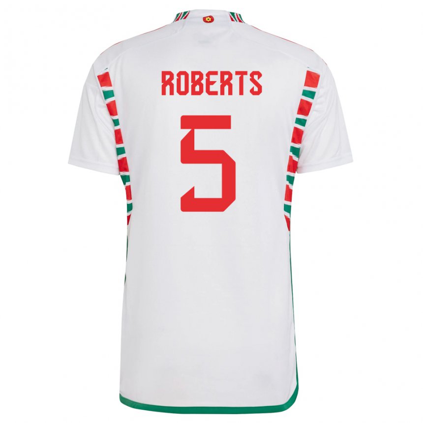 Enfant Maillot Pays De Galles Rhiannon Roberts #5 Blanc Tenues Extérieur 22-24 T-shirt Suisse