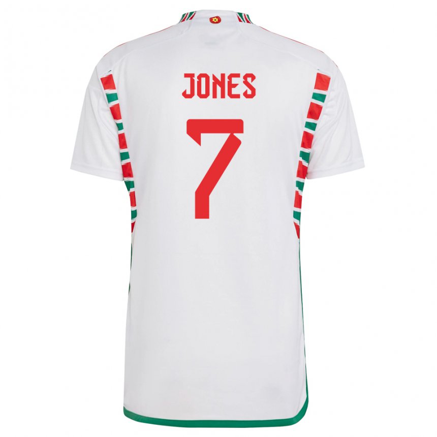 Enfant Maillot Pays De Galles Emma Jones #7 Blanc Tenues Extérieur 22-24 T-shirt Suisse