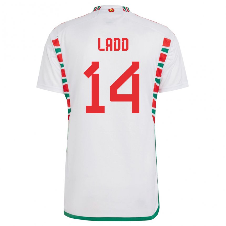 Enfant Maillot Pays De Galles Hayley Ladd #14 Blanc Tenues Extérieur 22-24 T-shirt Suisse