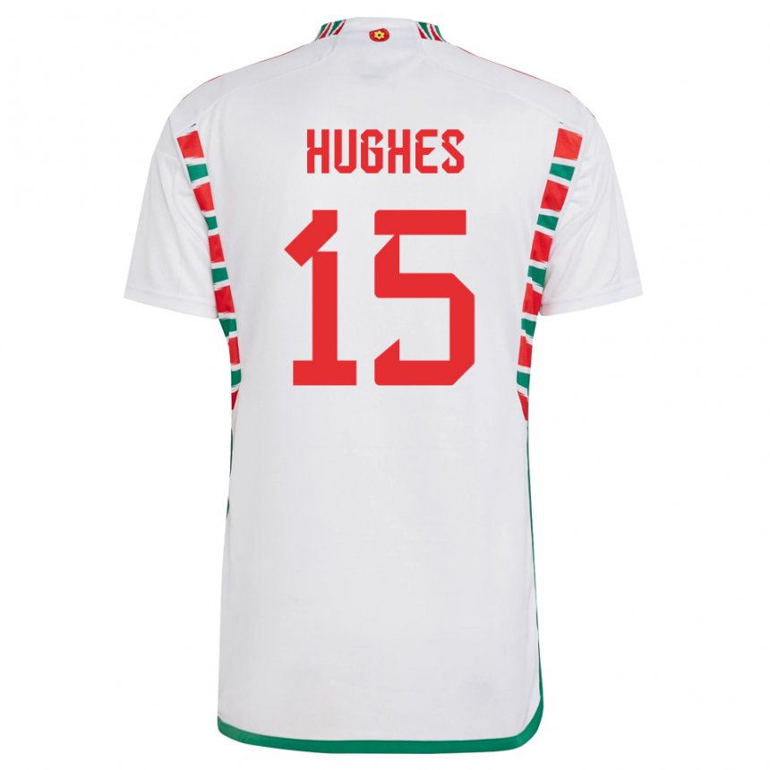 Kinder Walisische Elise Hughes #15 Weiß Auswärtstrikot Trikot 22-24 T-shirt Schweiz