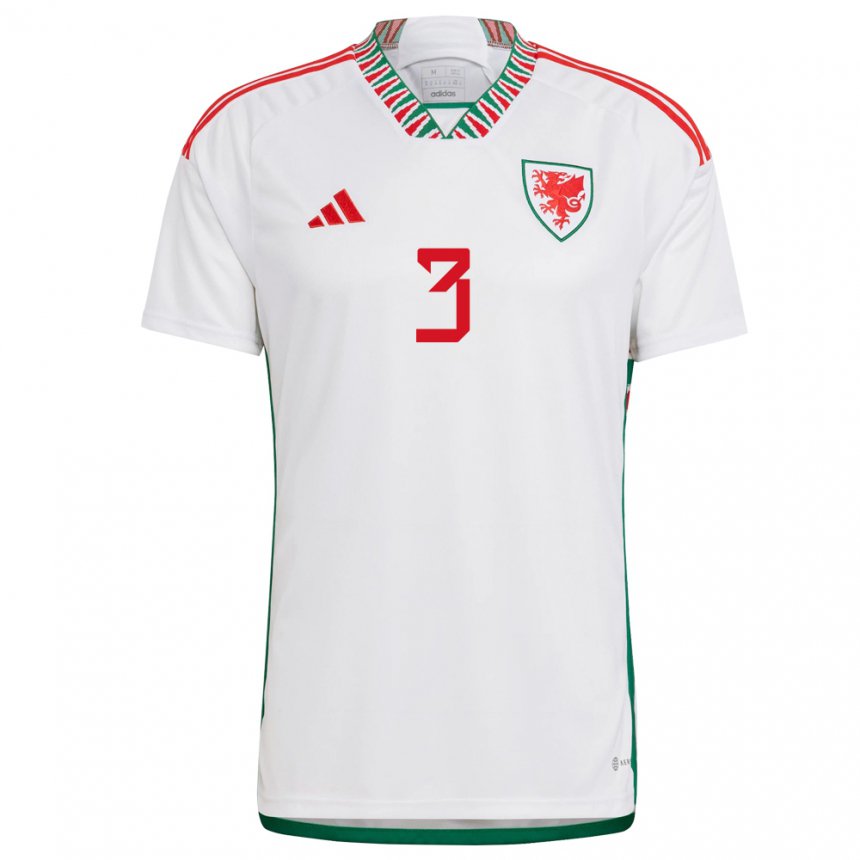Enfant Maillot Pays De Galles Zac Williams #3 Blanc Tenues Extérieur 22-24 T-shirt Suisse