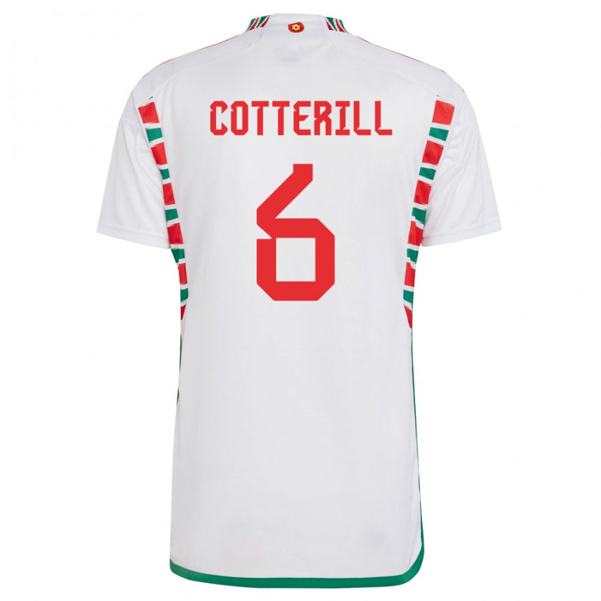 Kinder Walisische Joel Cotterill #6 Weiß Auswärtstrikot Trikot 22-24 T-shirt Schweiz