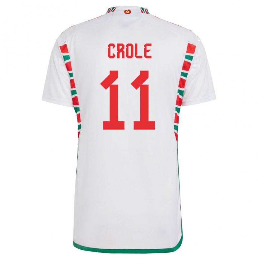 Enfant Maillot Pays De Galles James Crole #11 Blanc Tenues Extérieur 22-24 T-shirt Suisse