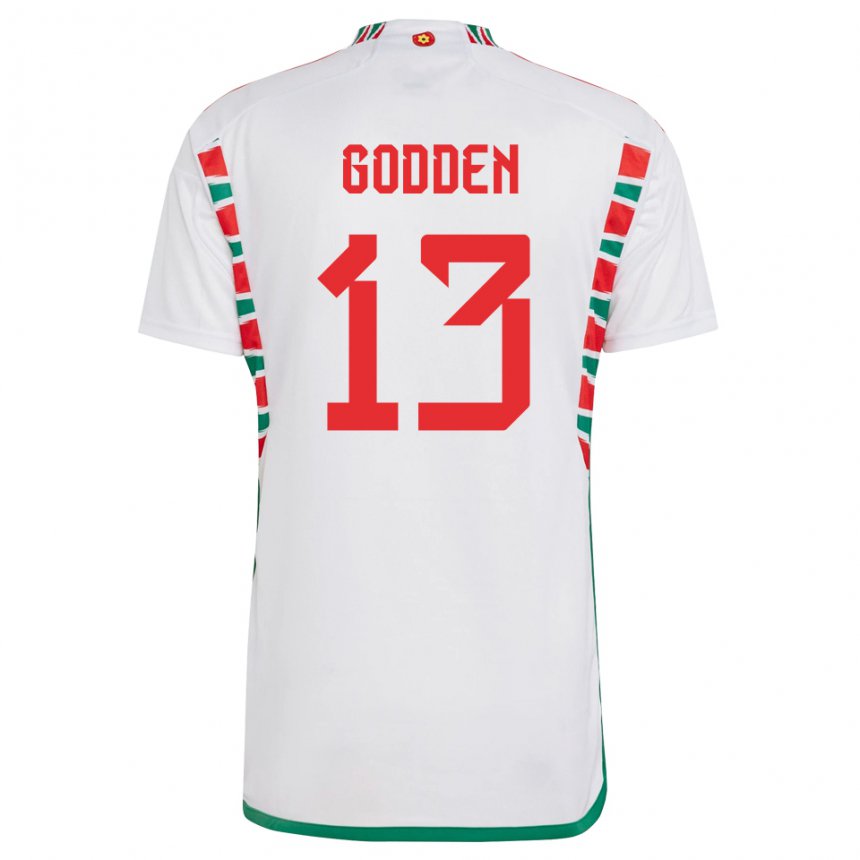 Kinder Walisische Scott Godden #13 Weiß Auswärtstrikot Trikot 22-24 T-shirt Schweiz