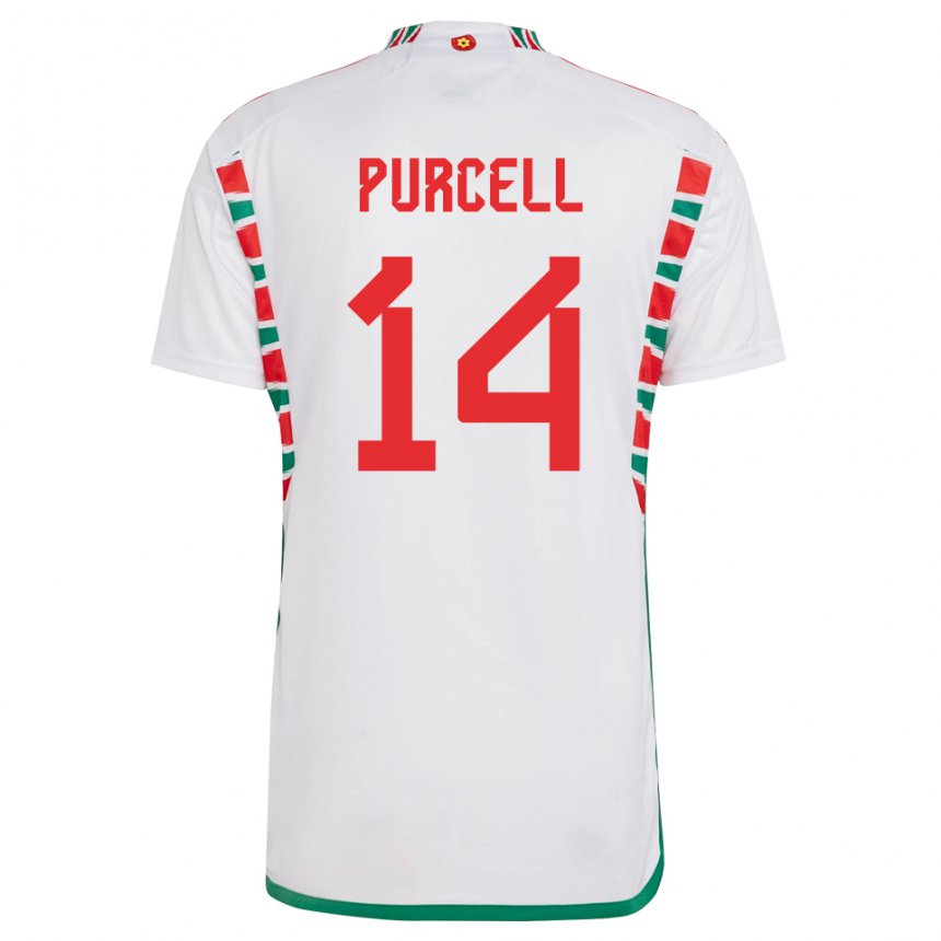 Enfant Maillot Pays De Galles Benjamin Purcell #14 Blanc Tenues Extérieur 22-24 T-shirt Suisse