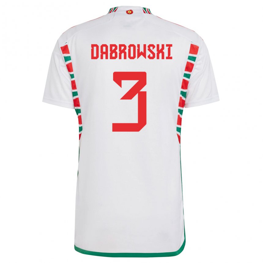 Enfant Maillot Pays De Galles Sebastian Dabrowski #3 Blanc Tenues Extérieur 22-24 T-shirt Suisse