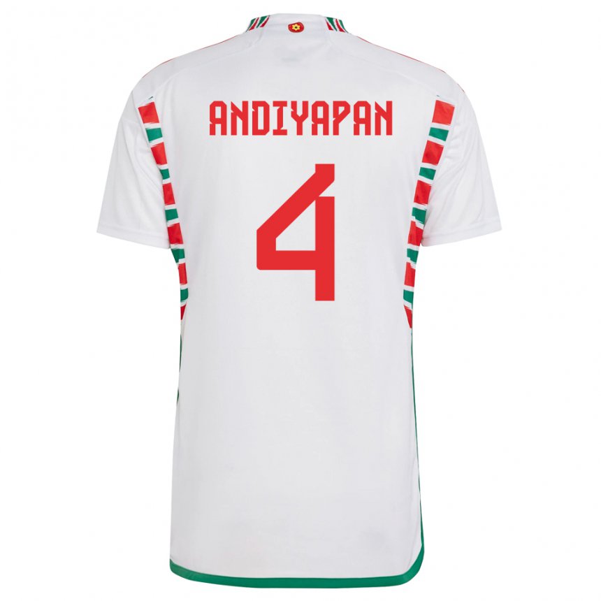 Enfant Maillot Pays De Galles William Andiyapan #4 Blanc Tenues Extérieur 22-24 T-shirt Suisse