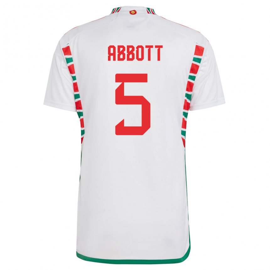 Enfant Maillot Pays De Galles George Abbott #5 Blanc Tenues Extérieur 22-24 T-shirt Suisse