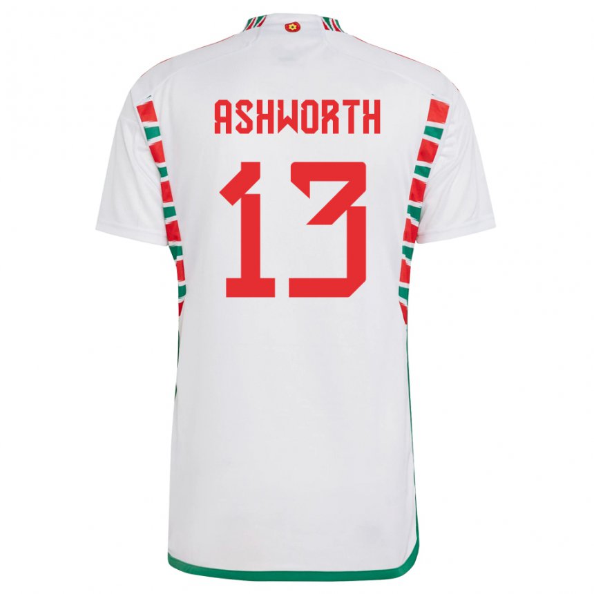 Enfant Maillot Pays De Galles Fin Ashworth #13 Blanc Tenues Extérieur 22-24 T-shirt Suisse