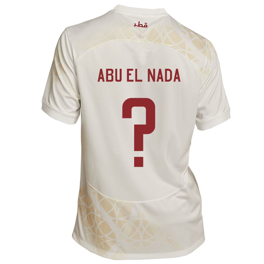 Enfant Maillot Qatar Mahmoud Abu El Nada #0 Beige Doré Tenues Extérieur 22-24 T-shirt Suisse