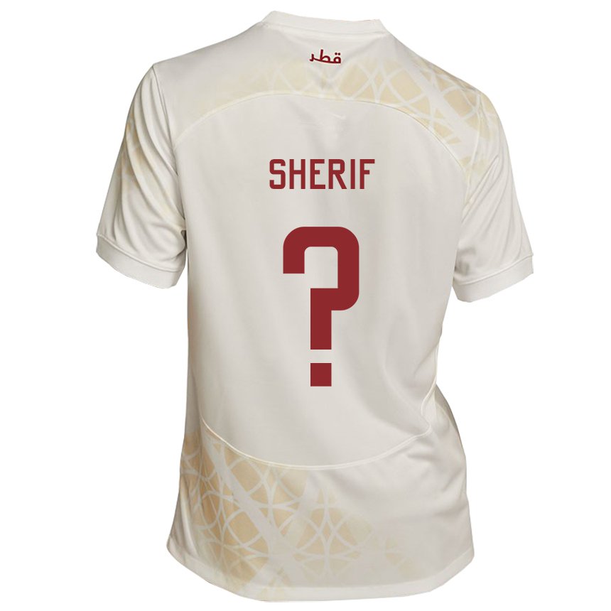 Enfant Maillot Qatar Marwan Sherif #0 Beige Doré Tenues Extérieur 22-24 T-shirt Suisse
