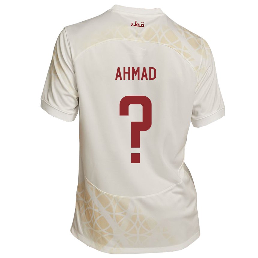 Enfant Maillot Qatar Homam Ahmad #0 Beige Doré Tenues Extérieur 22-24 T-shirt Suisse