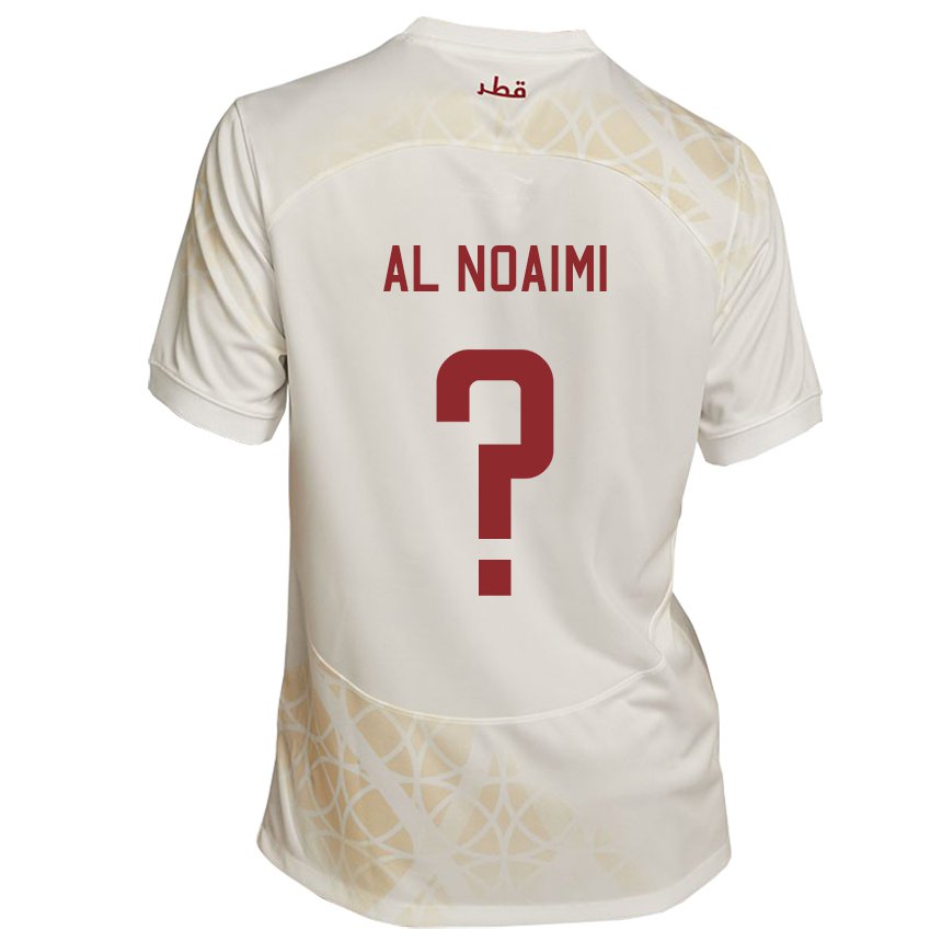 Enfant Maillot Qatar Mohammad Al Noaimi #0 Beige Doré Tenues Extérieur 22-24 T-shirt Suisse