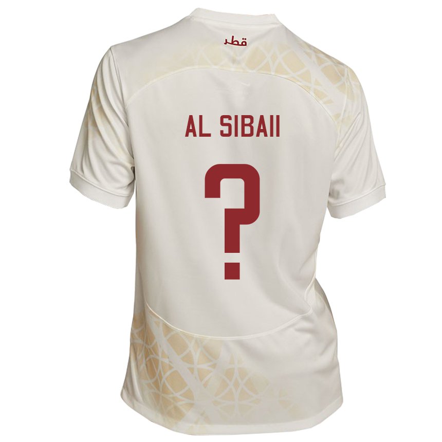 Enfant Maillot Qatar Ahmad Al Sibaii #0 Beige Doré Tenues Extérieur 22-24 T-shirt Suisse
