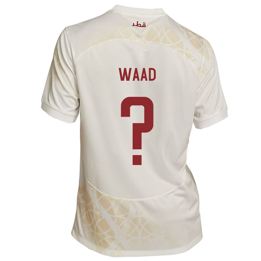 Enfant Maillot Qatar Mohammad Waad #0 Beige Doré Tenues Extérieur 22-24 T-shirt Suisse