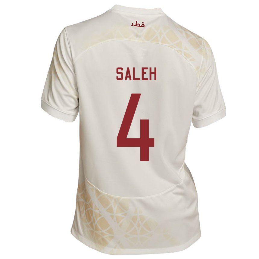 Enfant Maillot Qatar Hagar Saleh #4 Beige Doré Tenues Extérieur 22-24 T-shirt Suisse