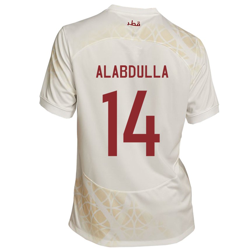 Enfant Maillot Qatar Moudhi Alabdulla #14 Beige Doré Tenues Extérieur 22-24 T-shirt Suisse