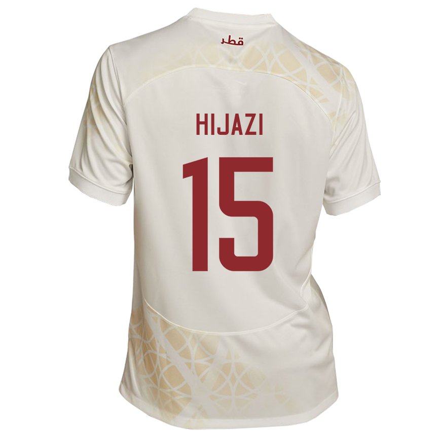 Kinder Katarische Asalet Hijazi #15 Goldbeige Auswärtstrikot Trikot 22-24 T-shirt Schweiz