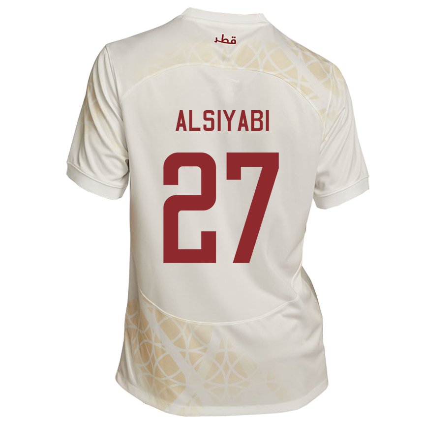 Kinder Katarische Nasra Alsiyabi #27 Goldbeige Auswärtstrikot Trikot 22-24 T-shirt Schweiz