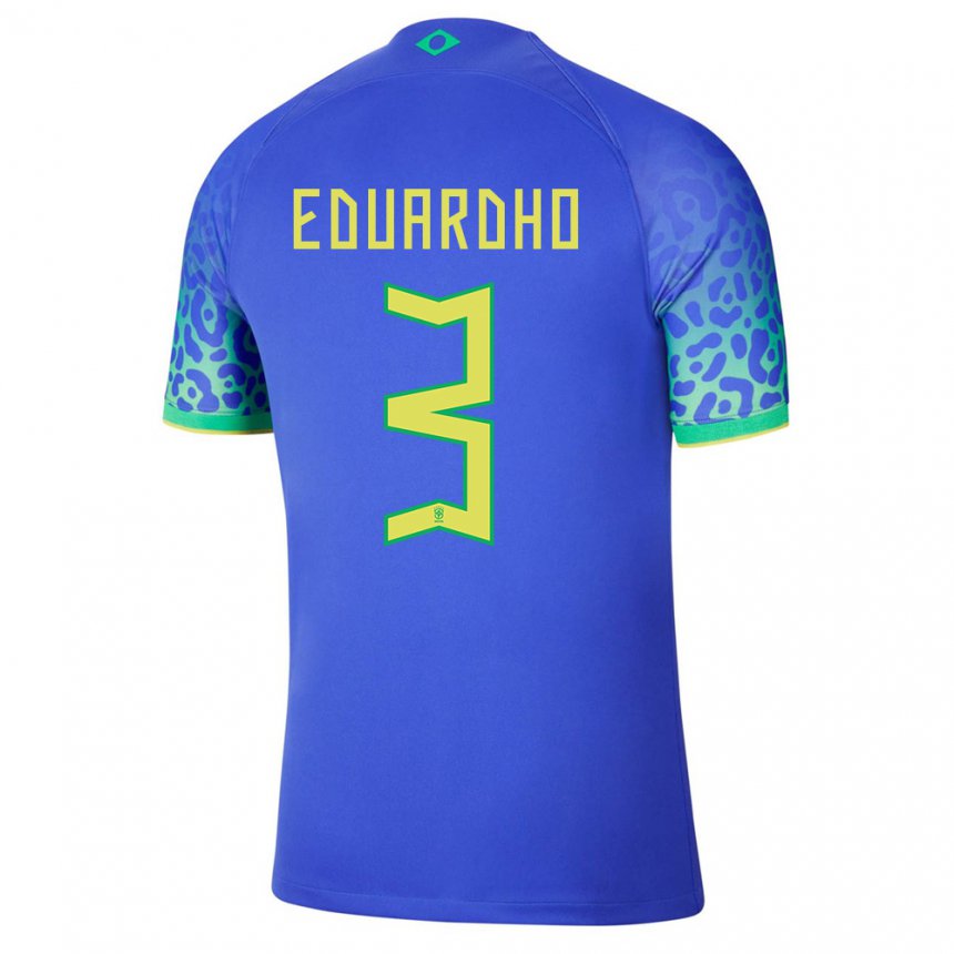 Enfant Maillot Brésil Eduardho #3 Bleu Tenues Extérieur 22-24 T-shirt Suisse