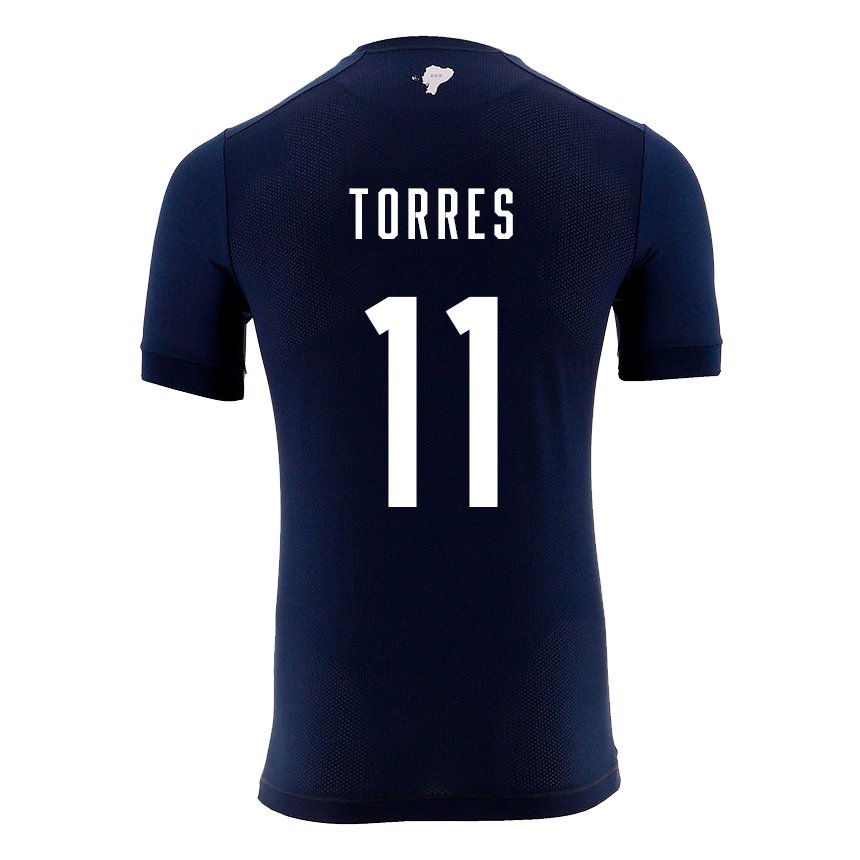 Enfant Maillot Équateur Ambar Torres #11 Bleu Marine Tenues Extérieur 22-24 T-shirt Suisse