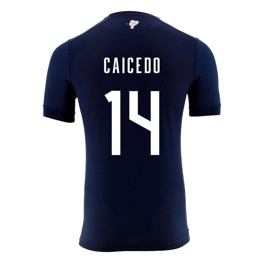 Enfant Maillot Équateur Carina Caicedo #14 Bleu Marine Tenues Extérieur 22-24 T-shirt Suisse
